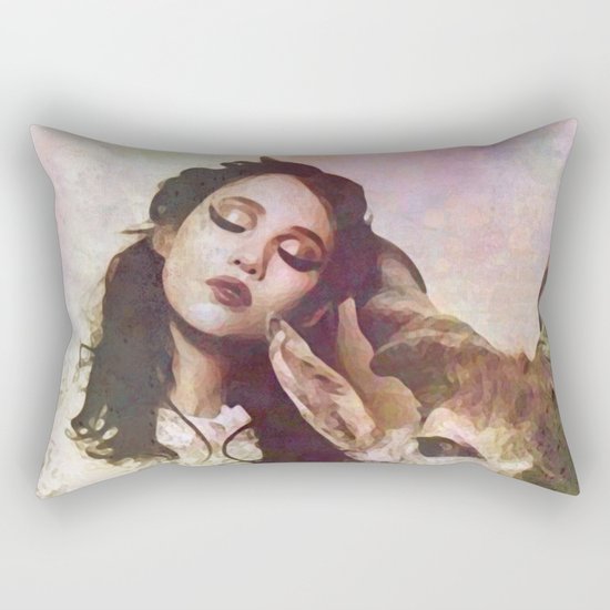girl & deer Rectangular Pillow