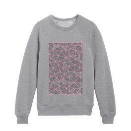 Gray Shades Abstract Geometric Pink Wireframe Pattern Design Kids Crewneck