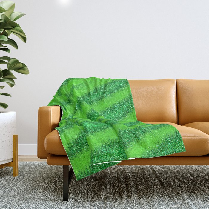 Light Green Glitter Zebra  Magic Collection Throw Blanket