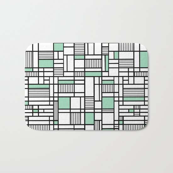 Map Lines Mint Bath Mat