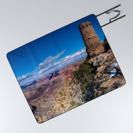 Desert View Watchtower Panorama Picnic Blanket