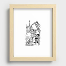 Three City Silhouettes Recessed Framed Print