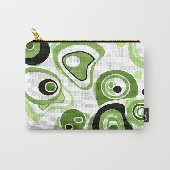 Abstract pattern . Black and green circles and rings on a white background . Carry-All Pouch