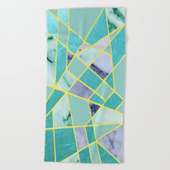 Abstract #439 in Green and Gold Beach Towel