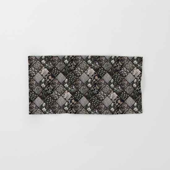 Faux Patchwork Quilting - Black Hand & Bath Towel