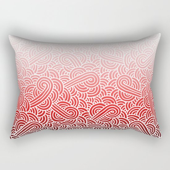 Ombre red and white swirls doodles Rectangular Pillow