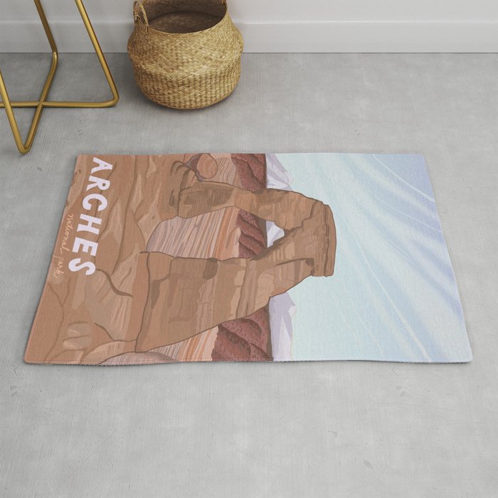 Arches National Park, National Parks Poster, Illustrated Arches, Utah, Capitol Reef, Zion Rug