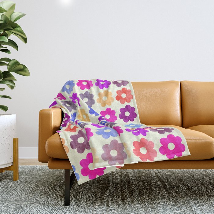 Colorful Floral Pattern II Throw Blanket