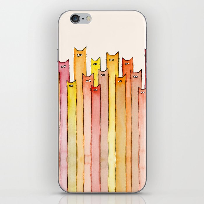 Cats Autumn Colors Pattern Whimsical Cat Orange Red Yellow Animals iPhone Skin