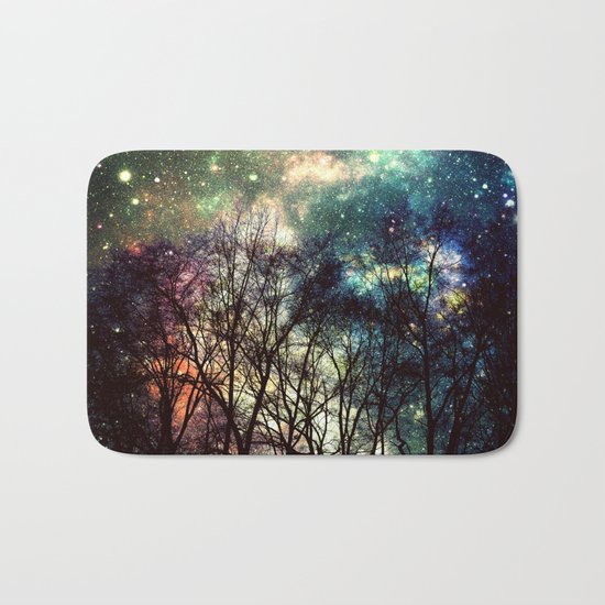 Black Trees Deeply Colorful Space Bath Mat