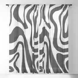 70s 60s Monochrome Swirl Sheer Curtain