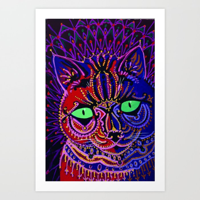 Vintage Psychedelic Cat By Louis Wain Art Print