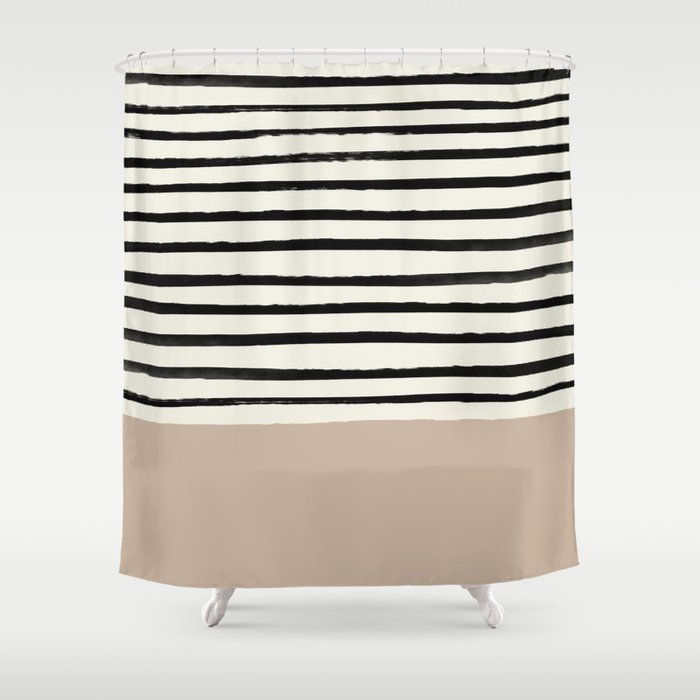 Latte & Stripes Shower Curtain