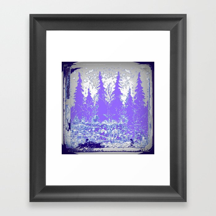 Abstracted Purple Winter Forest Landscape Framed Art Print