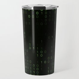 Green background of matrix with binary code Travel Mug