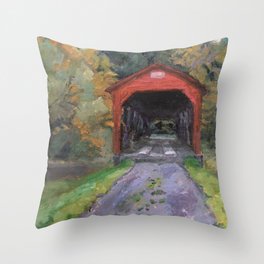 Covered Bridge Throw Pillow