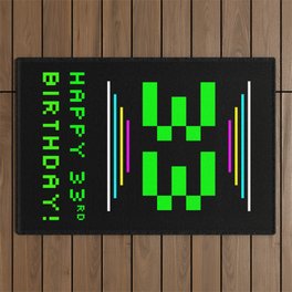 [ Thumbnail: 33rd Birthday - Nerdy Geeky Pixelated 8-Bit Computing Graphics Inspired Look Outdoor Rug ]