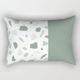abstract terrazzo stone memphis pattern with colourblocking sage Rectangular Pillow