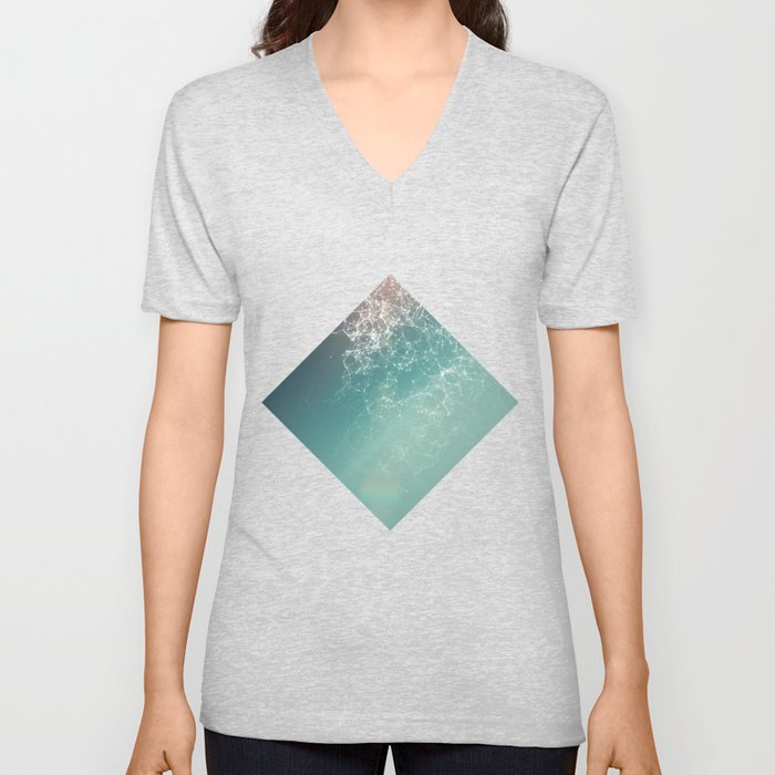 Fresh summer abstract background. Connecting dots, lens flare V Neck T Shirt