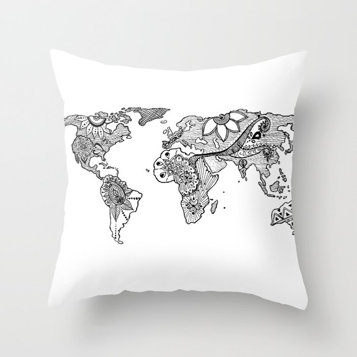 World Map Throw Pillow