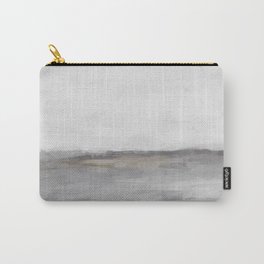 Cloudy Horizon I - Light & Dark Gray with Gold Charcoal Grey Abstract Painting, Modern Wall Art, Carry-All Pouch
