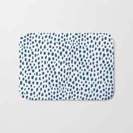 Handmade Polka Dot Paint Brush Pattern (Pantone Classic Blue and White) Bath Mat