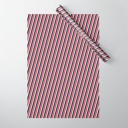 [ Thumbnail: Hot Pink, Sienna, Light Cyan & Black Colored Lined/Striped Pattern Wrapping Paper ]