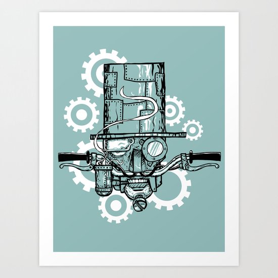 Robot Handlebar Mustache Art Print