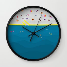 Clovelly Beach Sydney | Aerial Illustration Wall Clock | Summer, Clovelly, Blue, Nsw, Illustration, Coogee, Clovelly Beach, Grey, Australia, Yellow 