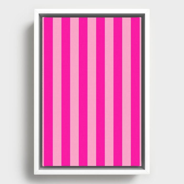 Pink Stripes Preppy Modern Framed Canvas