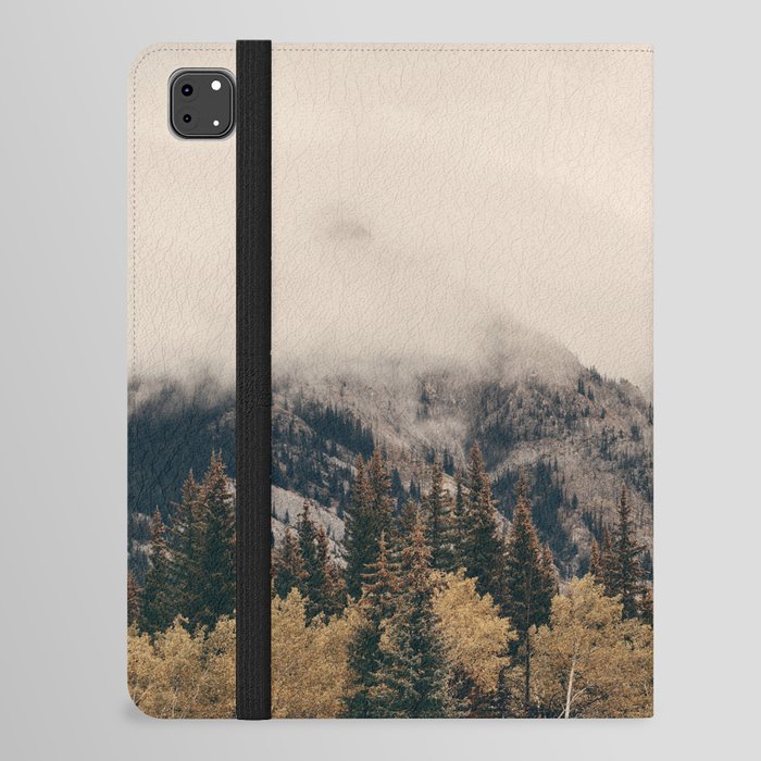 Banff national park foggy mountains and forest in Canada iPad Folio Case