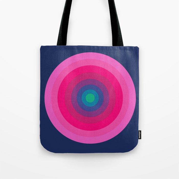 Blue & Pink Retro Bullseye Tote Bag
