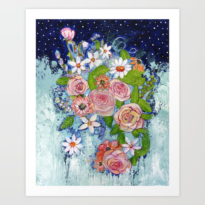 Celestial Sky Flower Garden Art Print