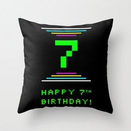 [ Thumbnail: 7th Birthday - Nerdy Geeky Pixelated 8-Bit Computing Graphics Inspired Look Throw Pillow ]