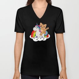 Cat Unicorn Rainbow Animals Unicorns Cats V Neck T Shirt