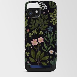 Herbarium ~ vintage inspired botanical art print ~ black iPhone Card Case