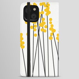Hello Spring! Yellow/Black Retro Plants on White #decor #society6 #buyart iPhone Wallet Case