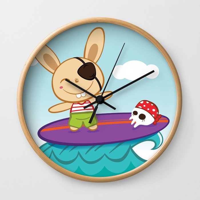 Bunny Surfer Wall Clock