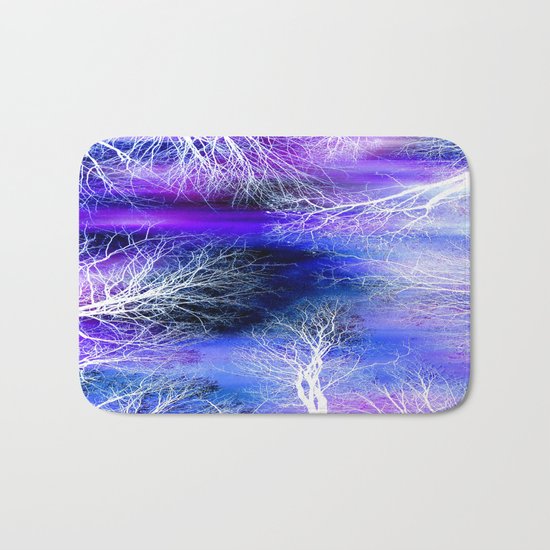 Midnight Trees Purple Blue Bath Mat