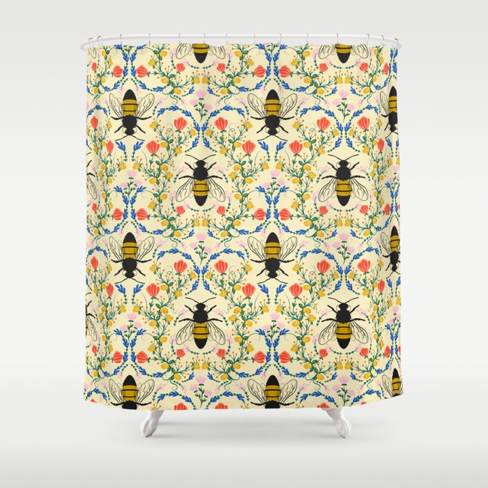 Bee Garden - Cream Shower Curtain