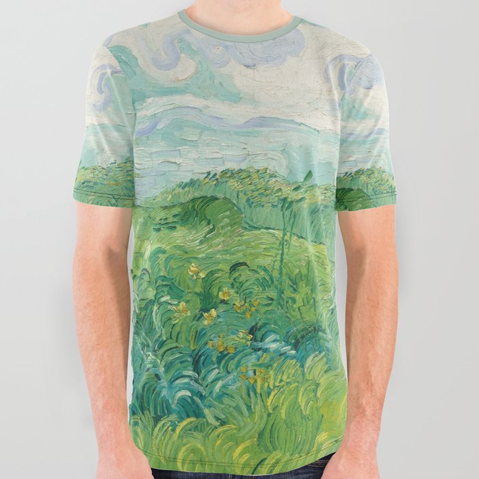 Green Wheat Fields, Auvers, 1890, Vincent van Gogh All Over Graphic Tee