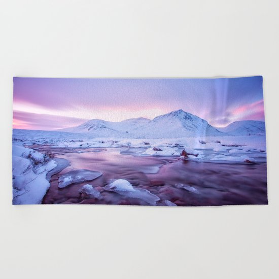 Freezing Mountain Lake Landscape Beach Towel