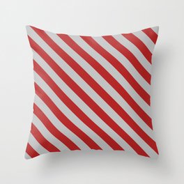[ Thumbnail: Red and Grey Colored Pattern of Stripes Throw Pillow ]