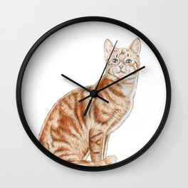 Happy Tabby Cat Wall Clock