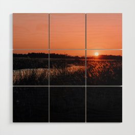 Sunset landscape Netherlands  Wood Wall Art