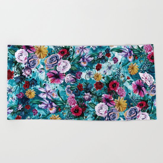 RPE FLORAL OCEAN Beach Towel