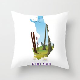 Finland ski Throw Pillow