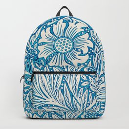  William Morris Blue Marigold Floral Pattern Vintage Victorian Botanical Design Backpack