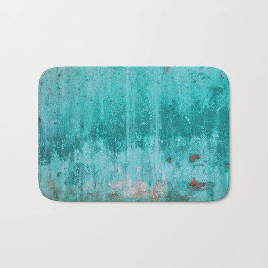 Weathered turquoise concrete wall texture Bath Mat