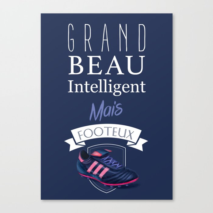 Big, handsome, intelligent but football player - French quote Canvas Print